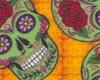 5/8" Sugar Skulls Polyester Webbing - One, Two, or Five Yards - More Available