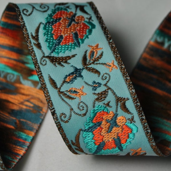 Palmetta fiori Jacquard Trim 1 pollice largo - quattro iarde