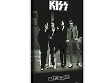 Plakat na płótnie z albumem rockowym w stylu retro KISS Dressed to Kill z lat 70. w stylu glam rock do salonu z muzyką KISS Fan Decor