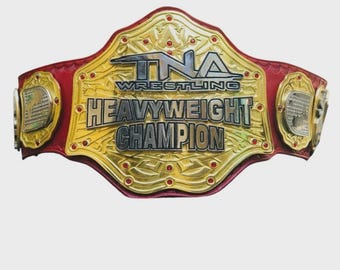 Cintura da titolo TNA World Heavyweight Wrestling Champion da 2 mm / 4 mm con piastre in ottone - Cinturino in vera pelle