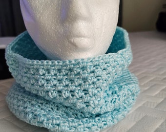 Light Blue Crochet Neck Warmer. Handmade Neck Warmer or Cowl.