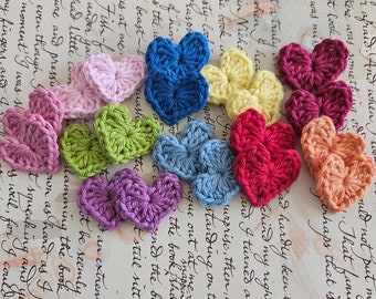 Assorted Crochet Heart Appliques. Crochet Hearts.