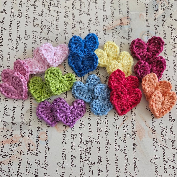 Assorted Crochet Heart Appliques. Crochet Hearts.