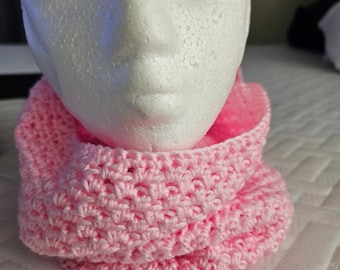 Handmade Crochet Pink Neck Warmer or Cowl. Crochet Neck Warmer.