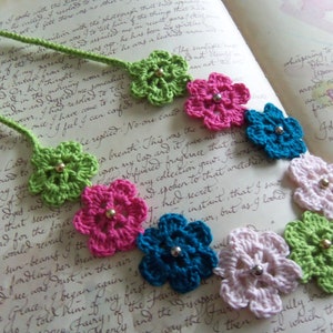 Handmade Crochet Flower Necklace. Multicolor Crochet Flower Necklace. Handmade Necklace.