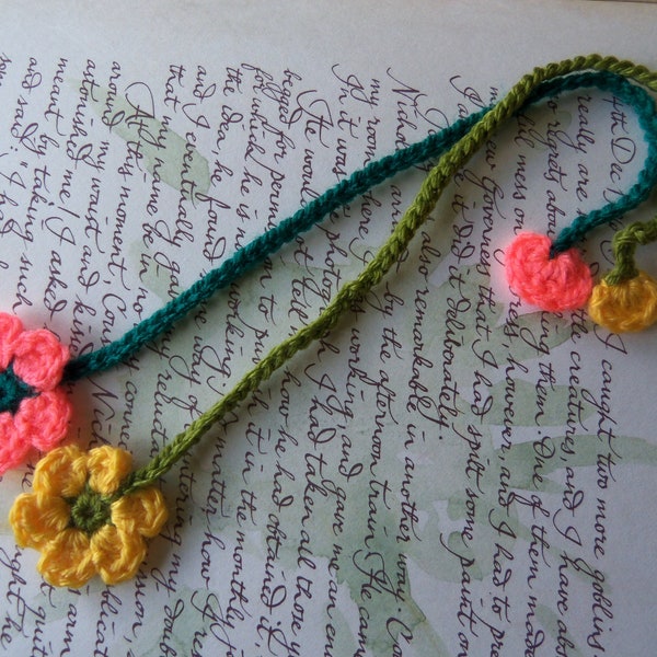 Set of Two Crochet Flower Bookmarks. Handmade Crochet Flower Bookmarks.