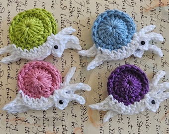 Crochet Snail Appliques. Set of Eight Assorted Crochet Snail Appliques.