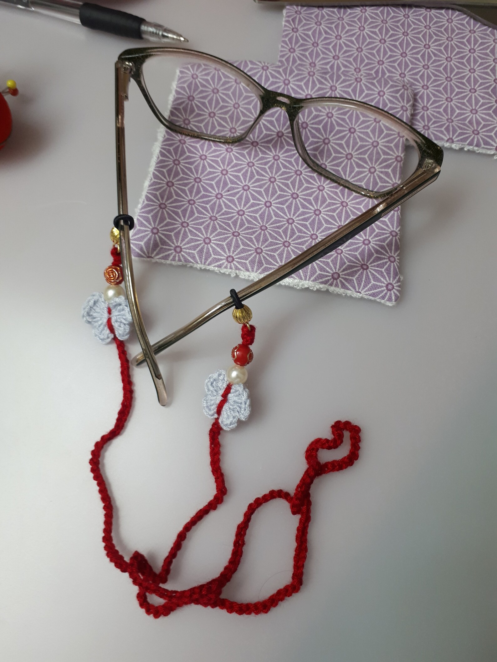 Red Crochet Eyeglasses Strap With Crochet Butterflies and Etsy