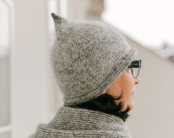 Brimless Knit Docker Beanie, Merino Alpaca Beanie, Unisex Fisherman Hat