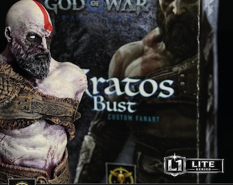 Kratos bust Figure, God of War Statua da Collezione, Design nostro, Modello esclusivo personalizzato, Foto Reali