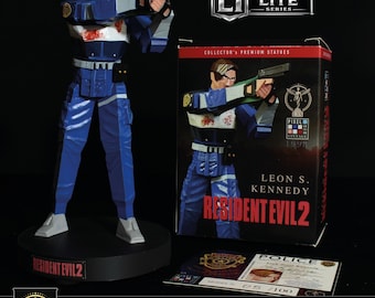 Leon S. Kennedy Pixel Ed Figure, Resident Evil 2 Statua da Collezione Esclusiva, Design nostro, Modello esclusivo personalizzato, Foto Reali