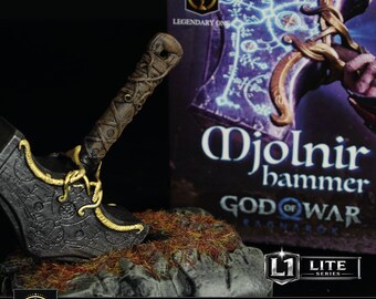 Mjölnir Hammer Figure, God of War Ragnarok Statua da Collezione, Design nostro, Modello esclusivo personalizzato, Foto Reali