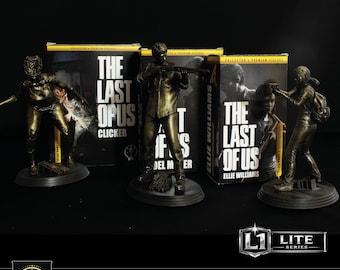 The Last of Us PART 1 Figure Set, Joel, Ellie & Clicker Statue GOLD EDITION, Design nostro, Modello esclusivo personalizzato, Foto Reali