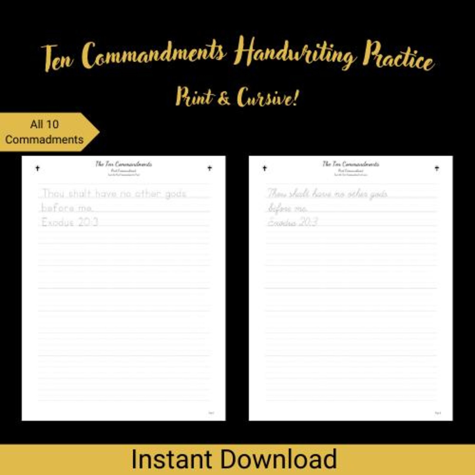 Ten Commandments Handwork Ten Commandments Handwriting Practice Sheets – Print & Cursive KJV ...