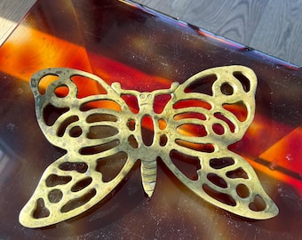 Salvamanteles vintage de latón con forma de mariposa - Hecho en Italia