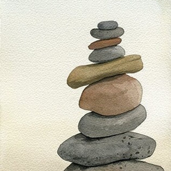 Cairn 1 Digital Download Watercolor Nature Rock Stack