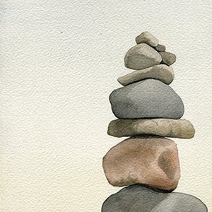 Cairn 3 Digital Download Watercolor Nature Rock Stack