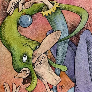 Whimsical Elf Art – &quot;Shlubo&quot; Digital Download Watercolor Christmas