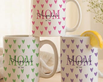 Taza personalizada con el nombre de mamá, taza para mamá primeriza, regalo para futura mamá, regalo para mamá recién nacida, anuncio de embarazo, regalos personalizados para el Día de la Madre