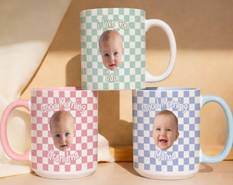 Taza personalizada con cara de bebé, taza con foto personalizada para mamá, taza de café con foto infantil, regalos para padres primerizos, regalo para la abuela de parte de los niños, regalo para mamá y papá