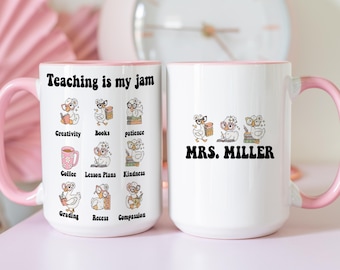 Regalo personalizado de agradecimiento para profesores, taza para profesores con nombre, regalo de regreso a clases, taza de café para profesores con diseño de ganso, taza de café "Enseñar es mi pasión"