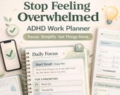 ADHD Work Planner for Adults, Focus Productivity System (Digital Download)