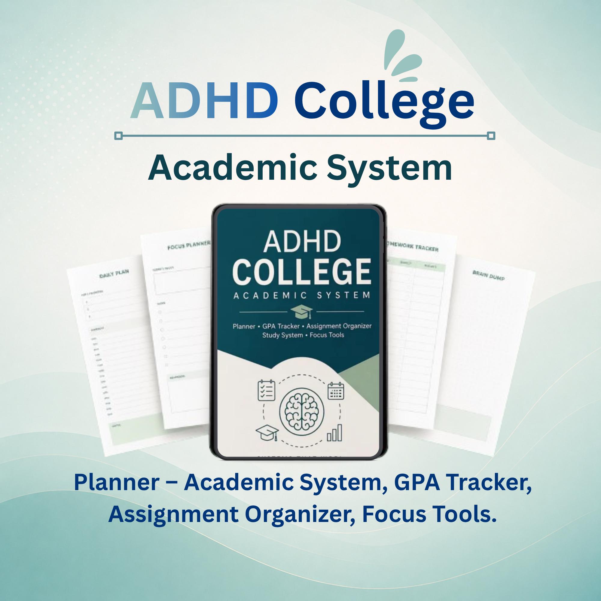 ADHD College Planner – Academic System, GPA Tracker, Assignment ...