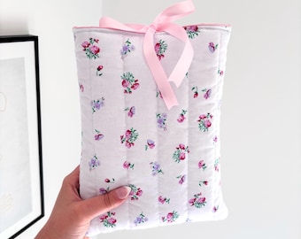Pink floral quilted book sleeve