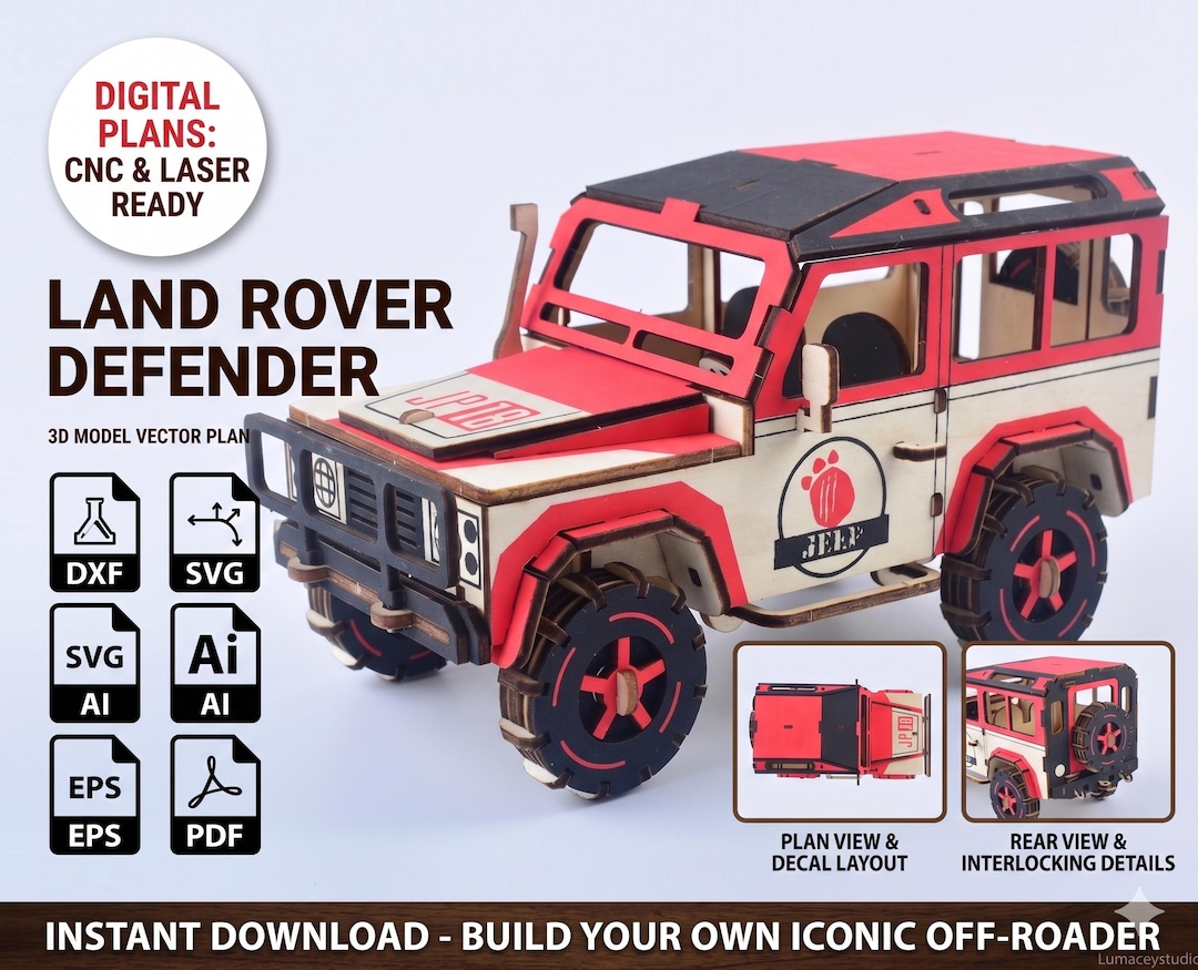 Cnc Range Rover Land Rover Defender 3D Model Vector Plan | CNC Laser Cut File (digital ...