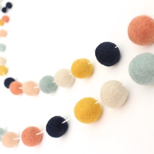 Arizona Garland Felt Ball Garland Girl Nursery Decor Pom Pom Garland Felt Pom Pom Garland nursery Decor Peach Navy Coral Mint image 6