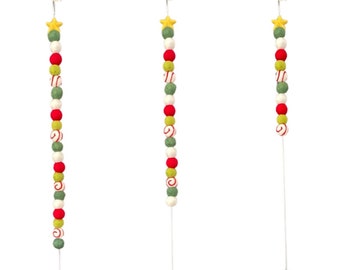 Gold Christmas Countdown Garland- slide 1 ball each day in December until you reach the Christmas star- Red Green Yellow