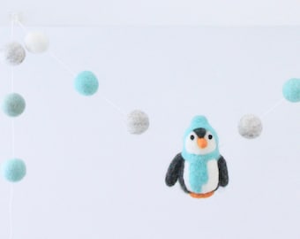 Aqua Penguin Garland- 3 feet long