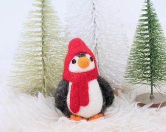 Felt Penguin- Red hat and scarf