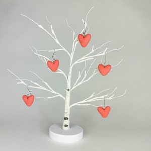 Coral Pink Felt Heart Ornaments | Set of 3 or 5