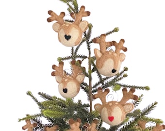 Felt Reindeer Ornament (Sheep Farm Felt Exclusive) |  1 or Set of 9