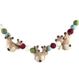 Sleigh Ride Reindeer Garland- Burgundy, Mint, Ivory, Olive