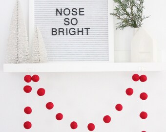 Red Felt Ball Christmas Garland: Holiday Mantel Decor
