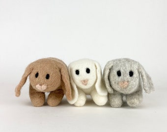 Lop-Eared Felt Bunny- includes free carrot- choose your color