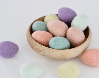 Felt eggs- Pastel Collection- Choose 6 or 12 count- Choose large or small size