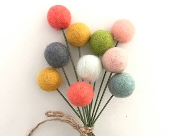 Garden Party flower bouquet- Spring Wool Felt Ball Flower-Colorful Wedding Decor- Baby Shower Decor- Wedding Shower Decoration- sister gift