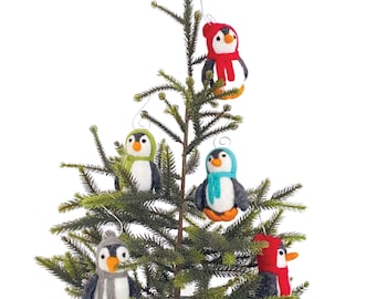 Felt Penguin Ornaments |  1 or Set of 4