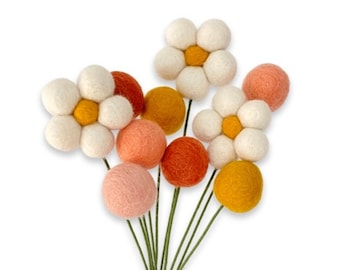 Daisy bouquet- girl baby shower decorations- felt ball flower bouquet