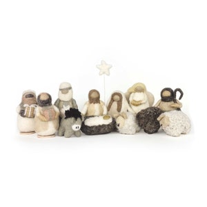 12 Piece Wool Nativity|  Nordic Neutral Collection | 13 Piece Set