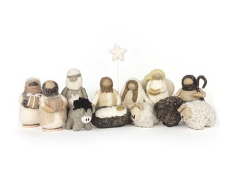 12 Piece Wool Nativity- Nordic Neutral Collection