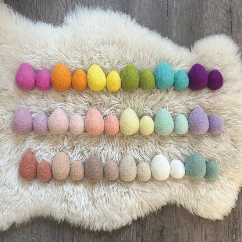 Custom Bundle of Felt eggs Choose Colors & Size Choose 6 or 12 count image 2