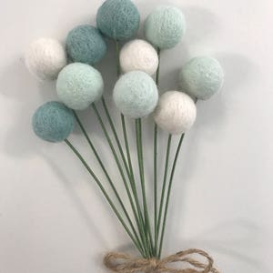 Mint flower bouquet Spring Felt Ball Flower-Colorful Wedding Decor Baby Shower Decor Wedding Shower Decoration sister gift image 4