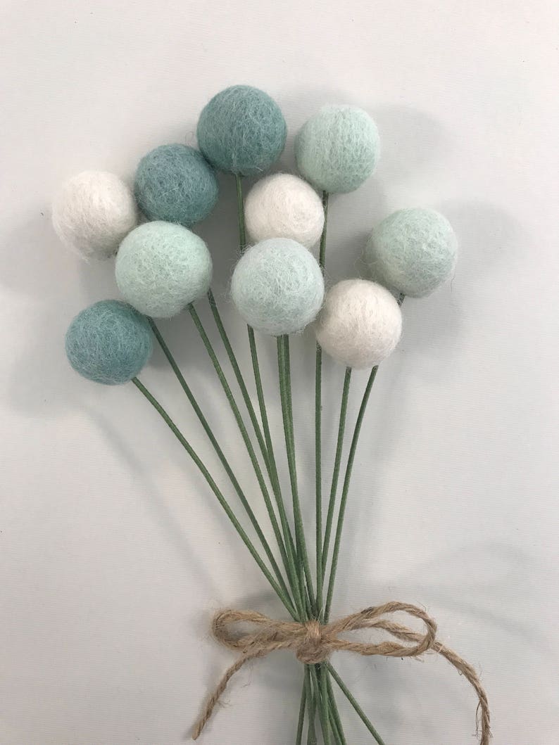 Mint flower bouquet Spring Felt Ball Flower-Colorful Wedding Decor Baby Shower Decor Wedding Shower Decoration sister gift image 4