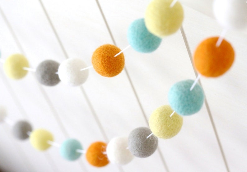 Pom Pom Nursery Garland Boy or Girl Nursery Garland Bright Etsy