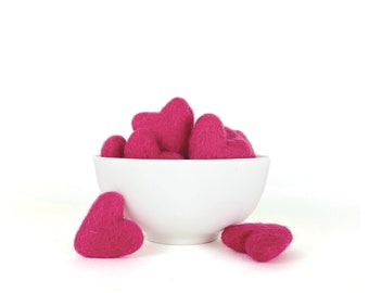 Dark Pink Felt Hearts- Set of 5-