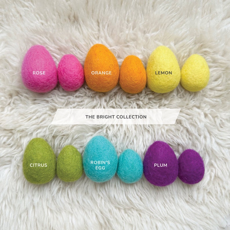 Custom Bundle of Felt eggs Choose Colors & Size Choose 6 or 12 count image 5